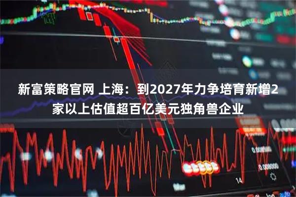 新富策略官网 上海：到2027年力争培育新增2家以上估值超百亿美元独角兽企业